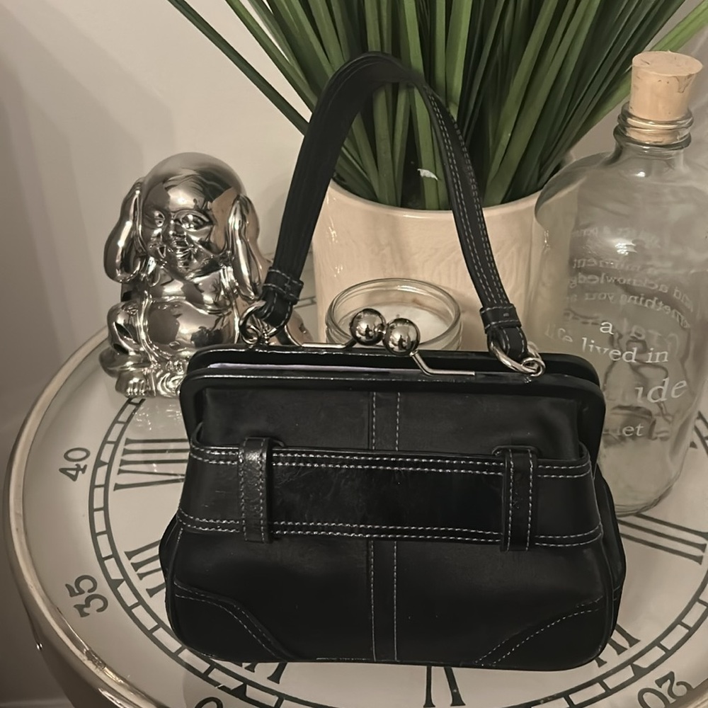 Coach Black Leather Mini Bag with Silver Buckle - Picture 8 of 8